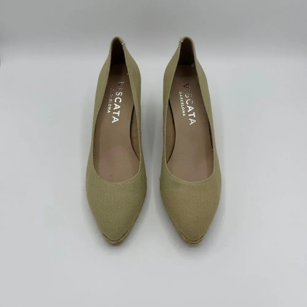 Viscata Barcelona Sand Roses Canvas Wedge Espadrilles Size EU 39 / US 8